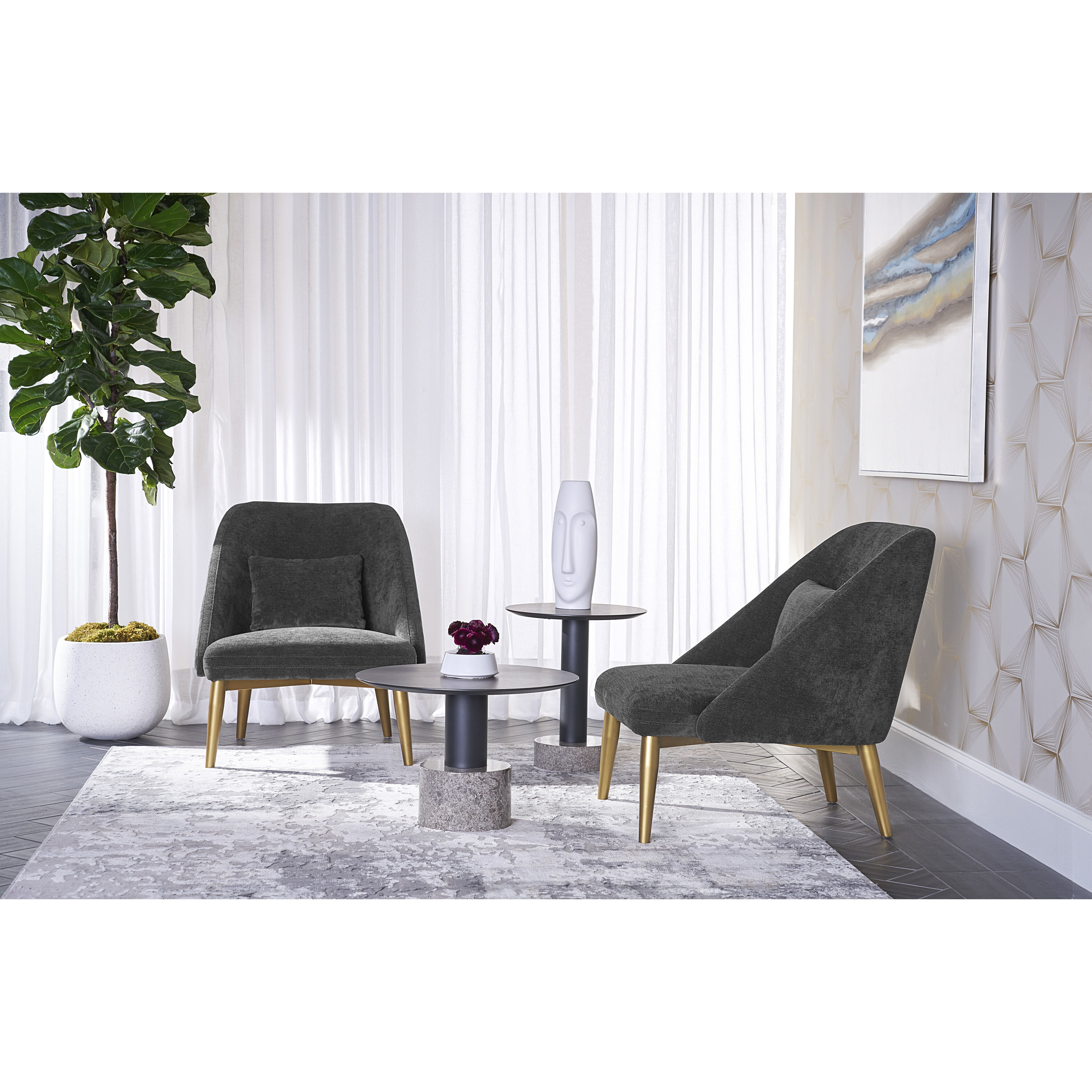 Monaco 19.75 X 17.75 inch Black / Grey Marble / Raw Umber End Table